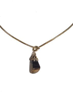 Tiger eye filigree pendant necklace